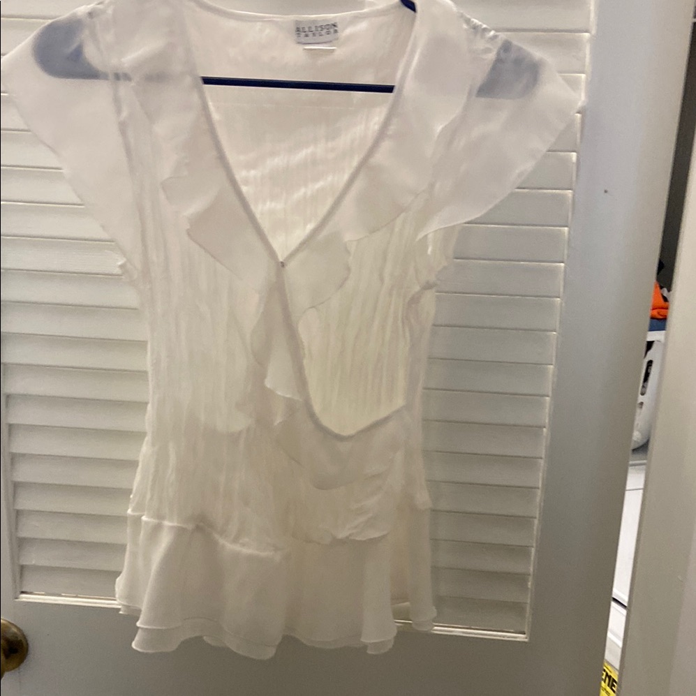Cream Ruffled Cap Sleeve Wrap Blouse